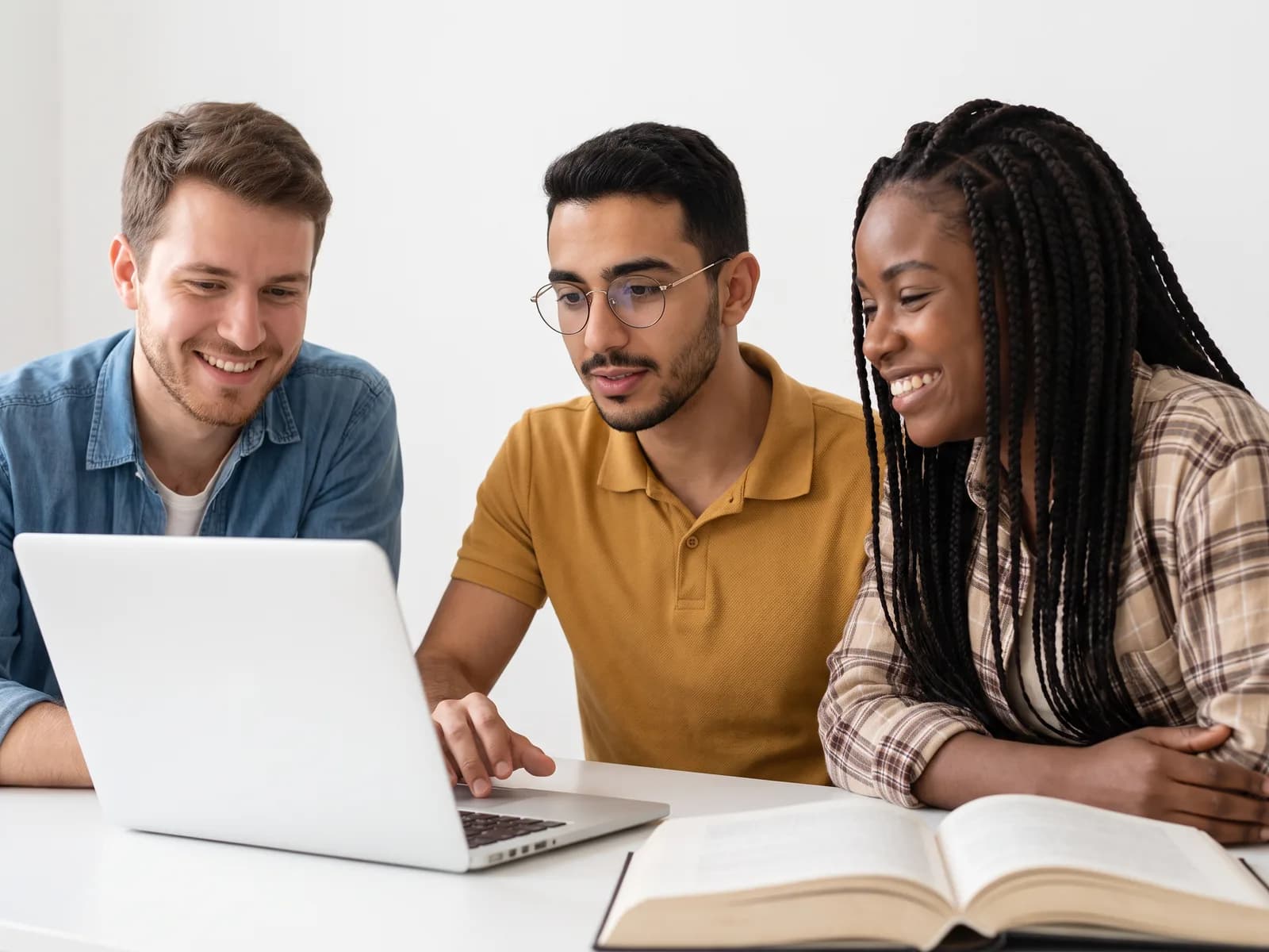 Alunos da SISPE estudando juntos em um notebook